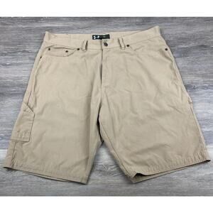 Under Armour Men’s 38 Khaki Ripstop Utility Carpenter Shorts Pockets Hammer Loop